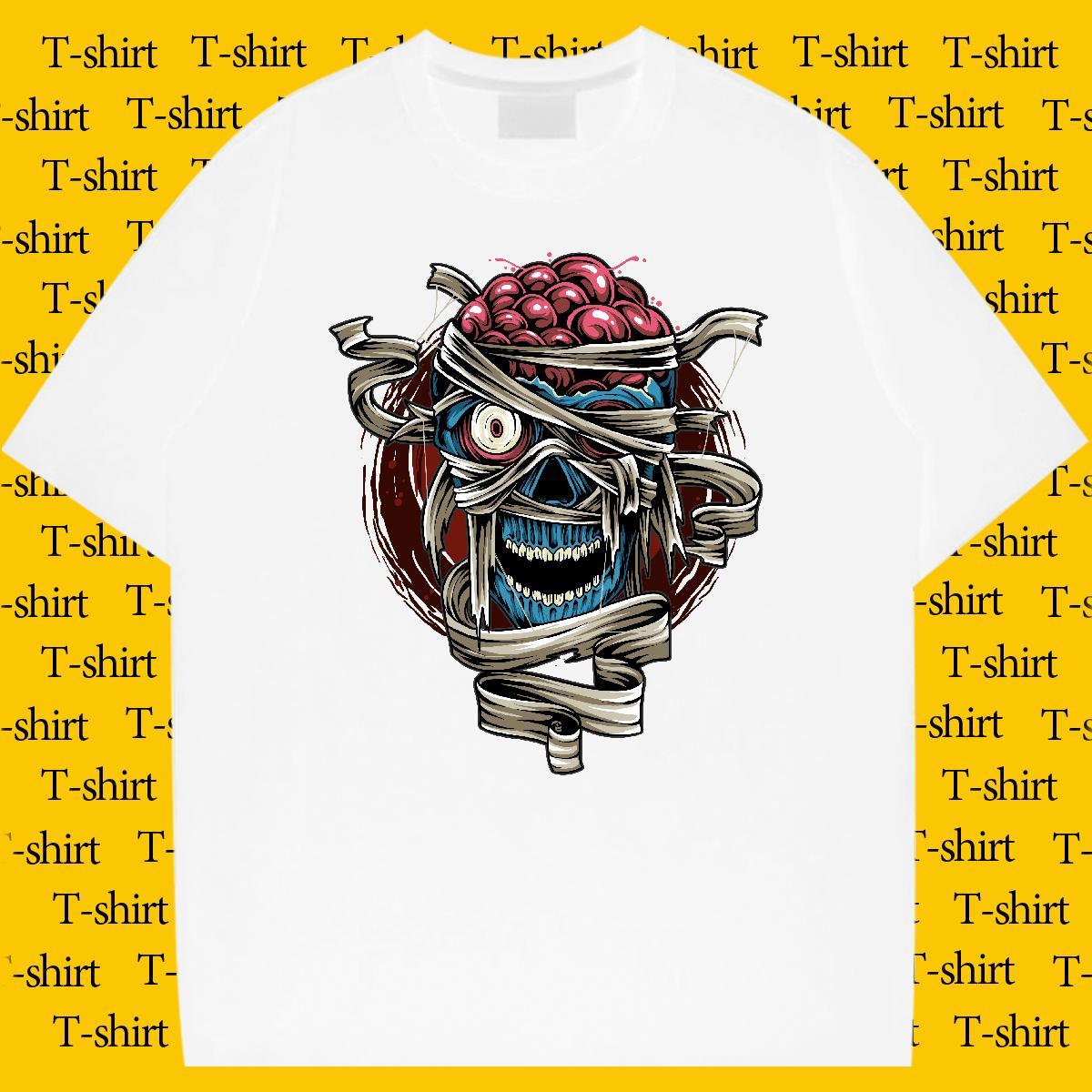 Unisex T Shirts Men skull Pure Cotton Sports Casual Oversized 3XL 4XL 230g Cotton Tshirts DIY Polos