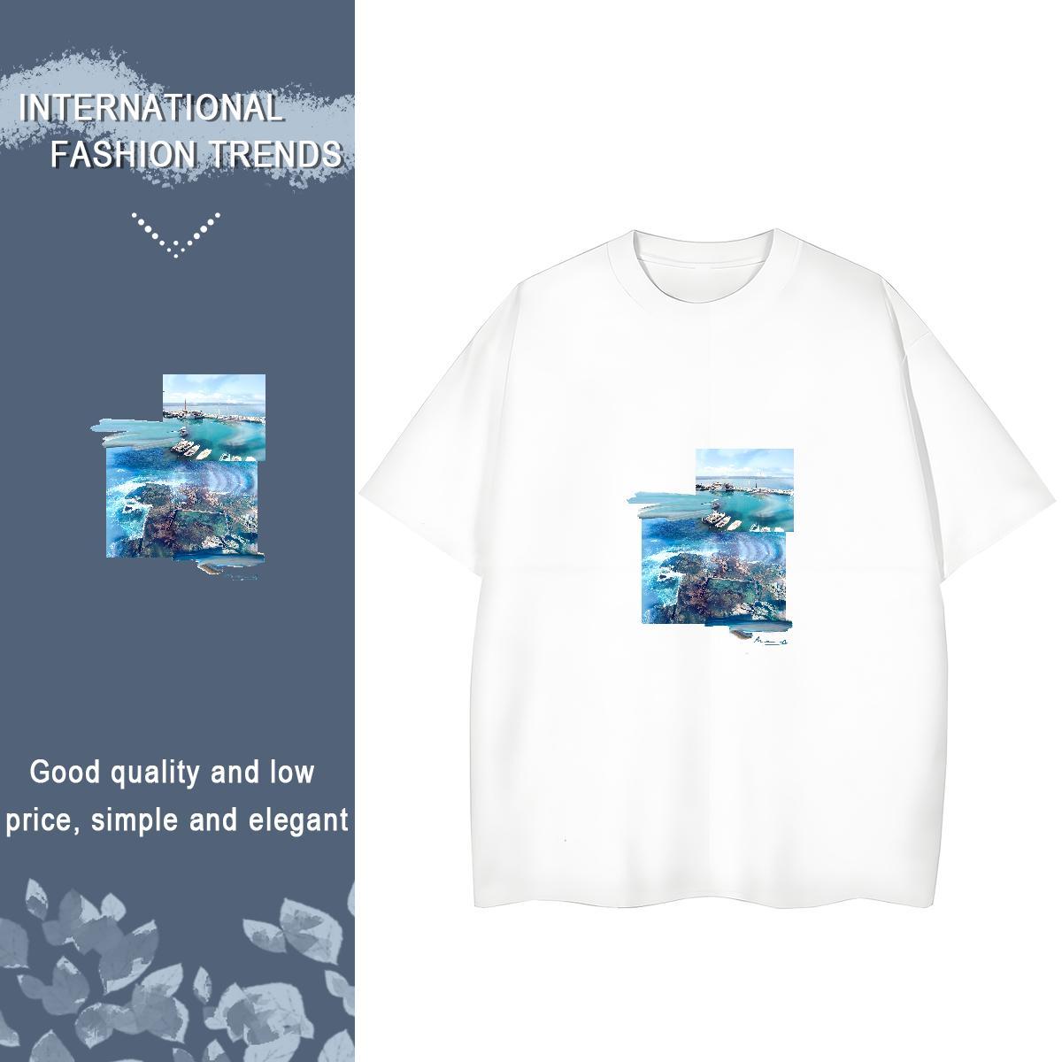DIY Tshirt for Man Woman Street Casual O-Neck Short Sleeve Tee Shirt Comfortable 230g 100% Cotton beach DIY Anime Womens T Shirts