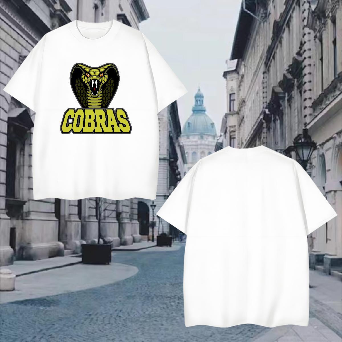 Wholesale T Shirts Men cobra Breathable Short Sleeve Anime Printing Street White Plus Size 100% Cotton 230g Men Tshirts DIY Customized Tee Shirt