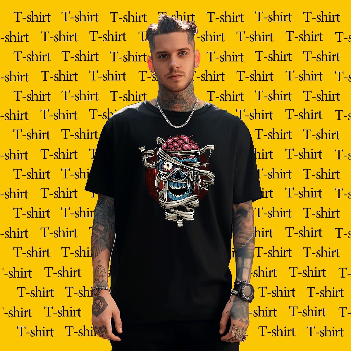 Unisex T Shirts Men skull Pure Cotton Sports Casual Oversized 3XL 4XL 230g Cotton Tshirts DIY Polos