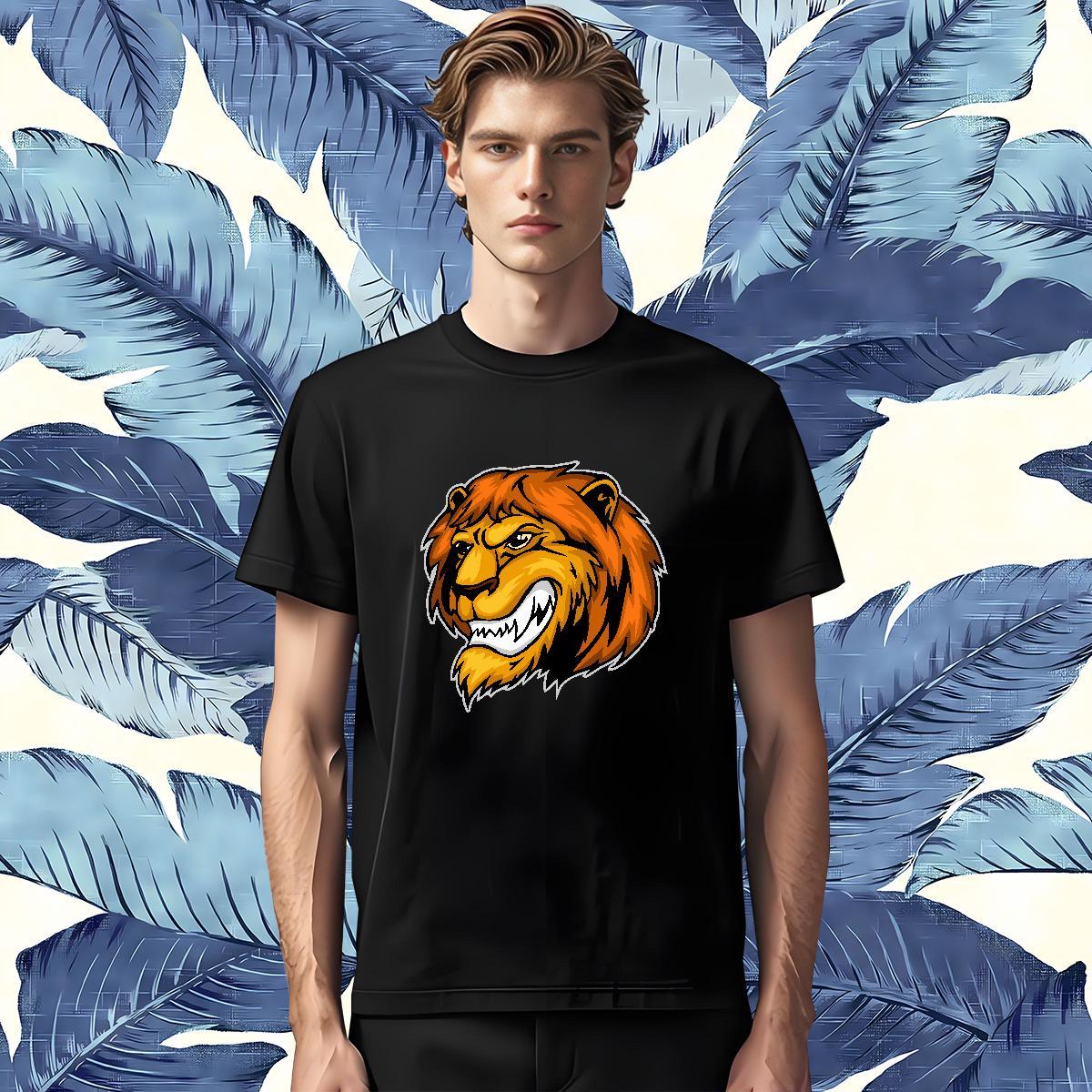 2024 DIY Men Tops Tees lion Beach 100% Cotton 230g Clothes Breathable Short Sleeve Comfortable Men T Shirts Floral Print