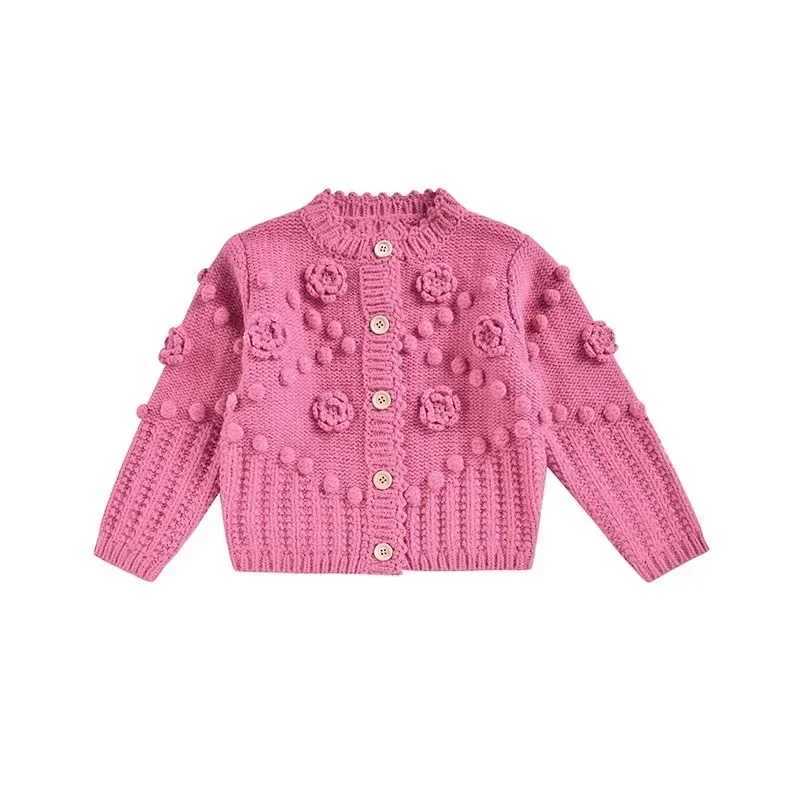 Kids Sweater 2024 Autumn/Winter New LM Girls Flower Embroidered Sweater Long Sleeve Cardigan Sweater Embroidered PantsXJ240819