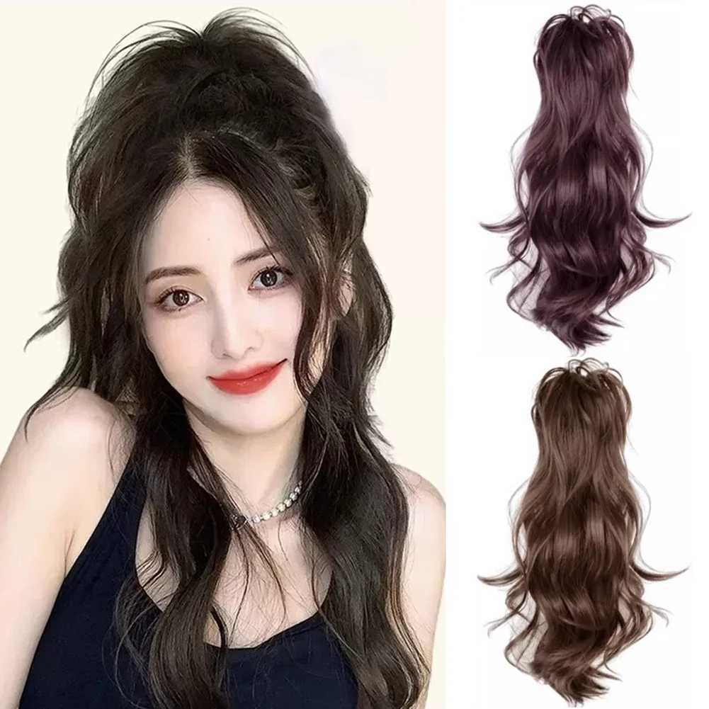Ponytail wig female simulation hair clip waterfall half tied hair high ponytail wig fluffy wig W240817