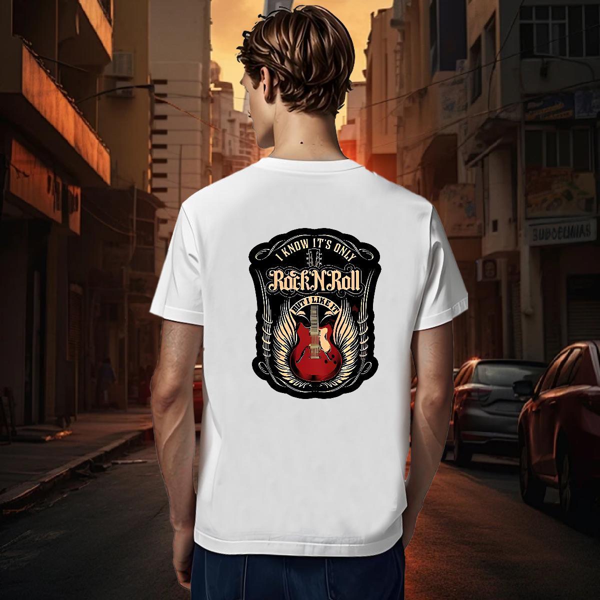 Man T Shirts 230g Cotton rock High Street Hip Hop O-Neck Short Sleeve DIY Men Tops Tees Fashion Casual High Quality Top Tees