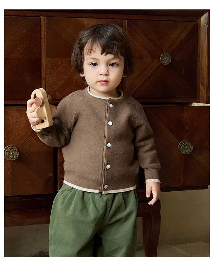 Infants Toddler Baby Boys Girls Sweater Autumn Contrasting Colors Kids Knitted Cardigan Childrens TopXJ240819