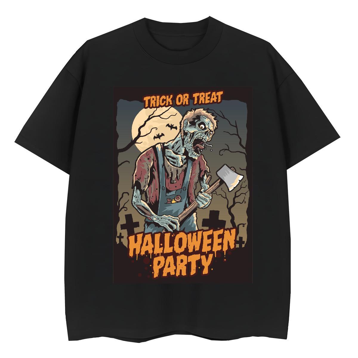 Free Shipping T Shirts Men halloween Breathable Crew Neck Street Wear Black White 230g Pure Cotton Tshirt for Man Woman 2024 Summer Tops Tees