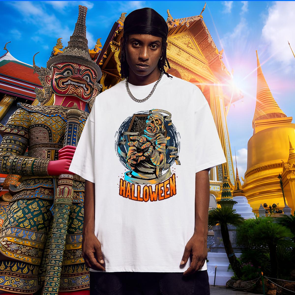 Classic Man T Shirts skull Round Neck Short Sleeve Hip Hop Street Oversized 4XL 230g Cotton Men Tees Customized Polos