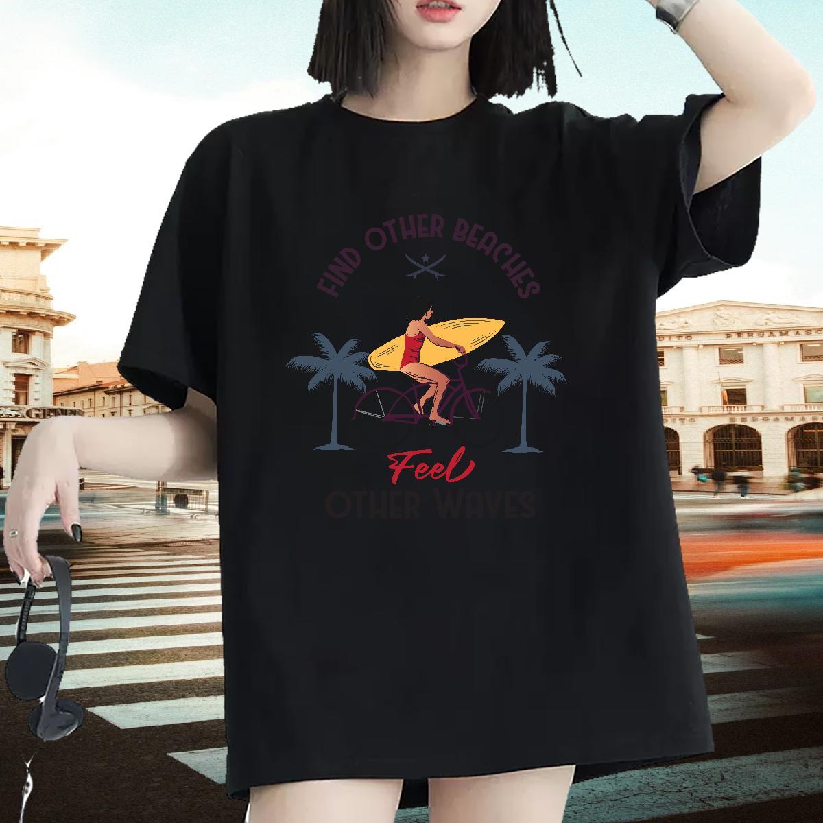 2024 DIY Lady T shirt Sports Casual Breathable Clothes Designer Nice 230g Pure Cotton by bike Custom Printed T Shirt For Woman