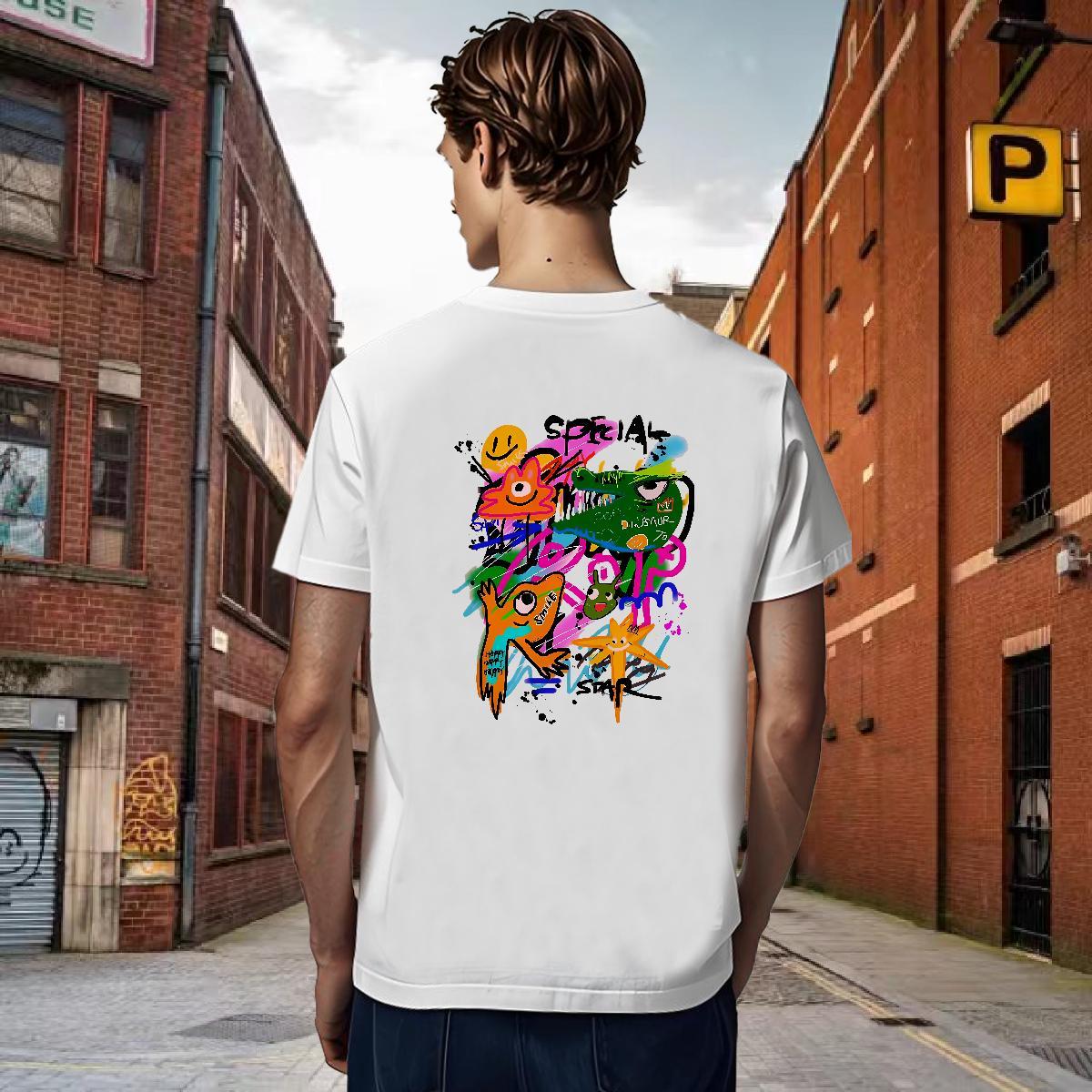 Mens T Shirts 100% Cotton 230g cartoon Casual Breathable Short Sleeve Plus Size Custom Tshirts 2024 Designer Popular Clothings
