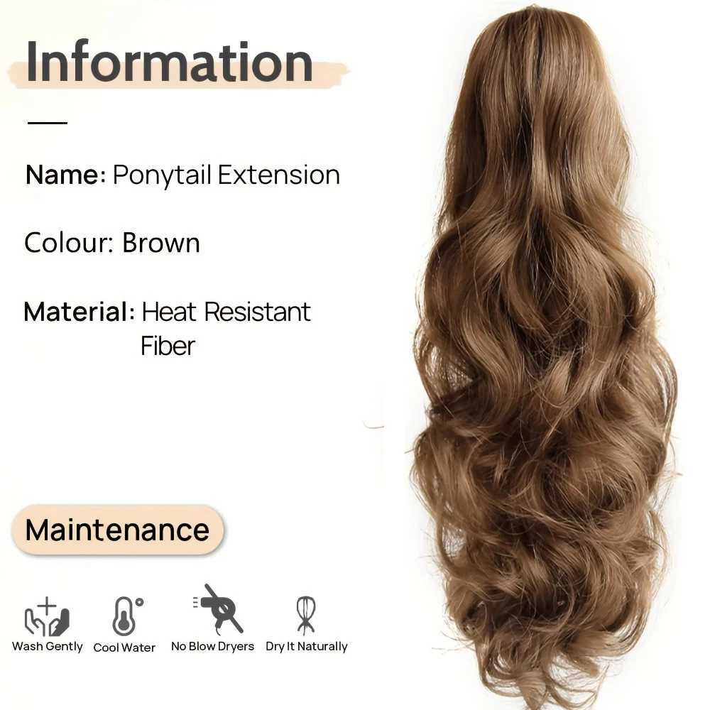 Wave synthetic fake hair clip in ponytail wig ponytail curled daily hair piece suitable for women with light brown or multi-color options W240817