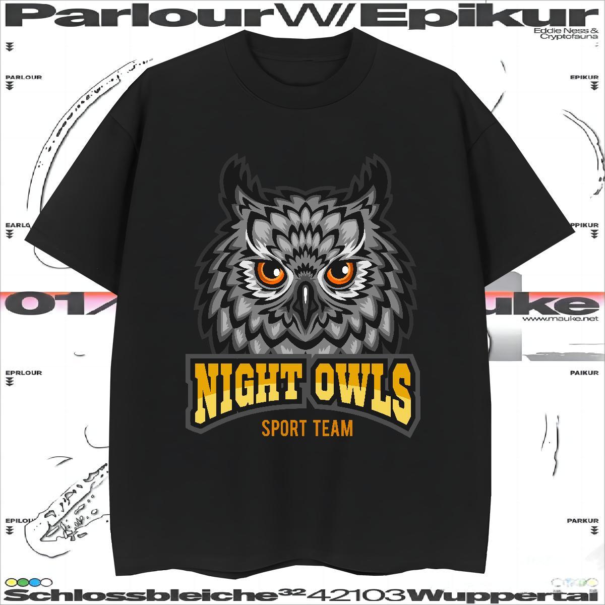 Popular T shirt owl Breathable Soft Street Wear Black White 230g Pure Cotton Men Tees New Clothings