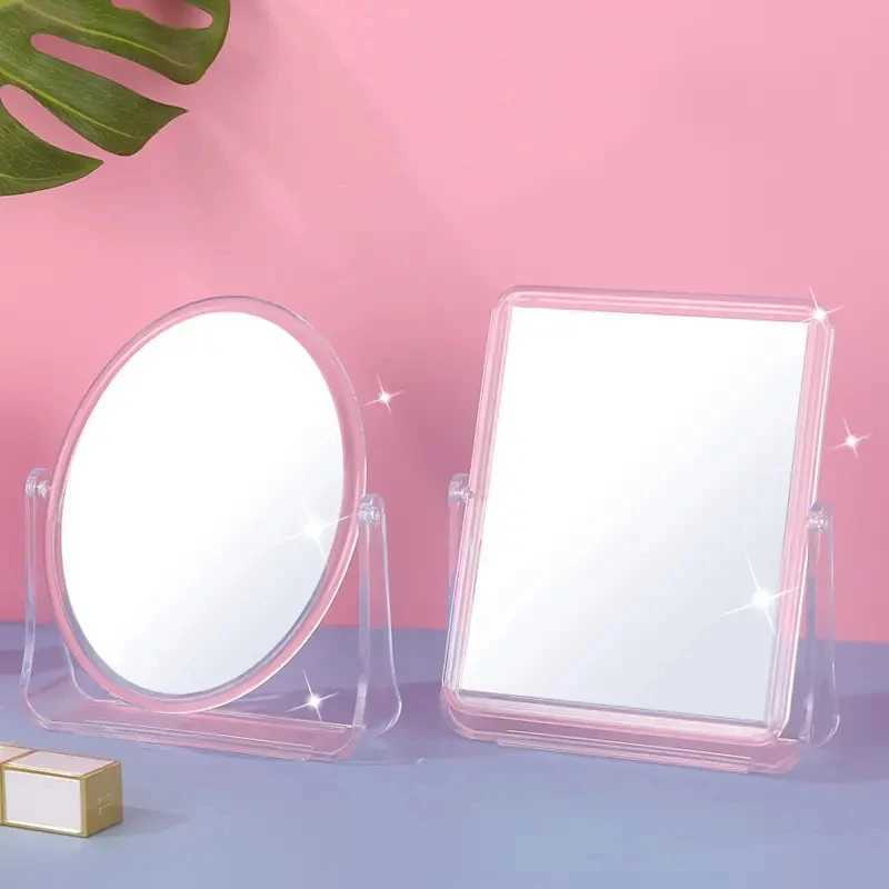 Double Sided Makeup Vanity Mirror With Stand 360 Swivel Clear Beauty Make Up Mirror Cosmetic Table Desk Mirror Bedroom Y240819