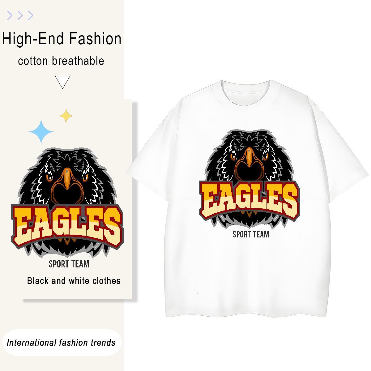 New Designer Mens Tshirts eagle Casual Beach 230g 100% Cotton Polos Breathable Short Sleeve Loose Fit T-Shirts for Men Anime Print