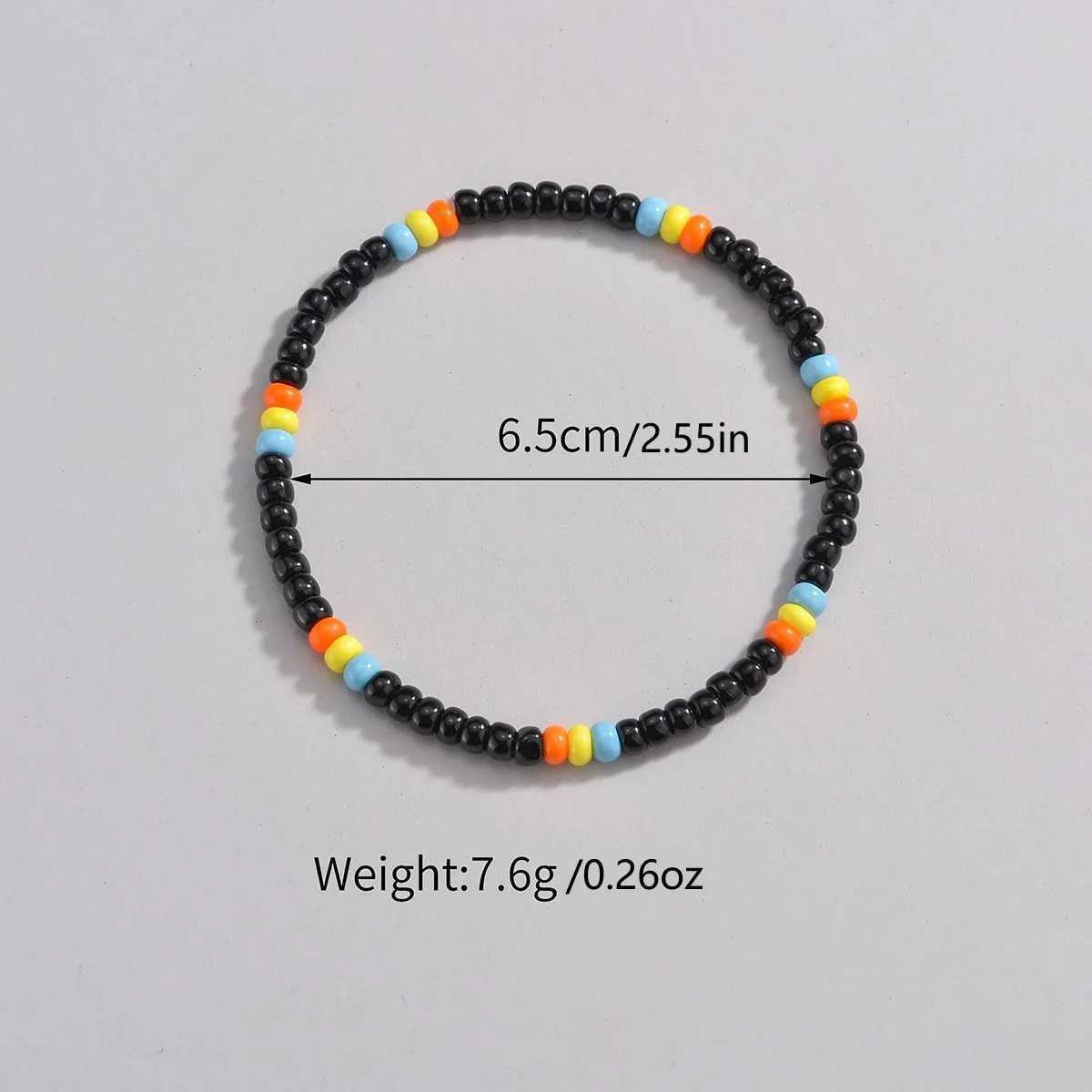 Holiday Beach Style Black Beaded Mixed Matching Colored Rice Beaded Womens Foot Chain W240815
