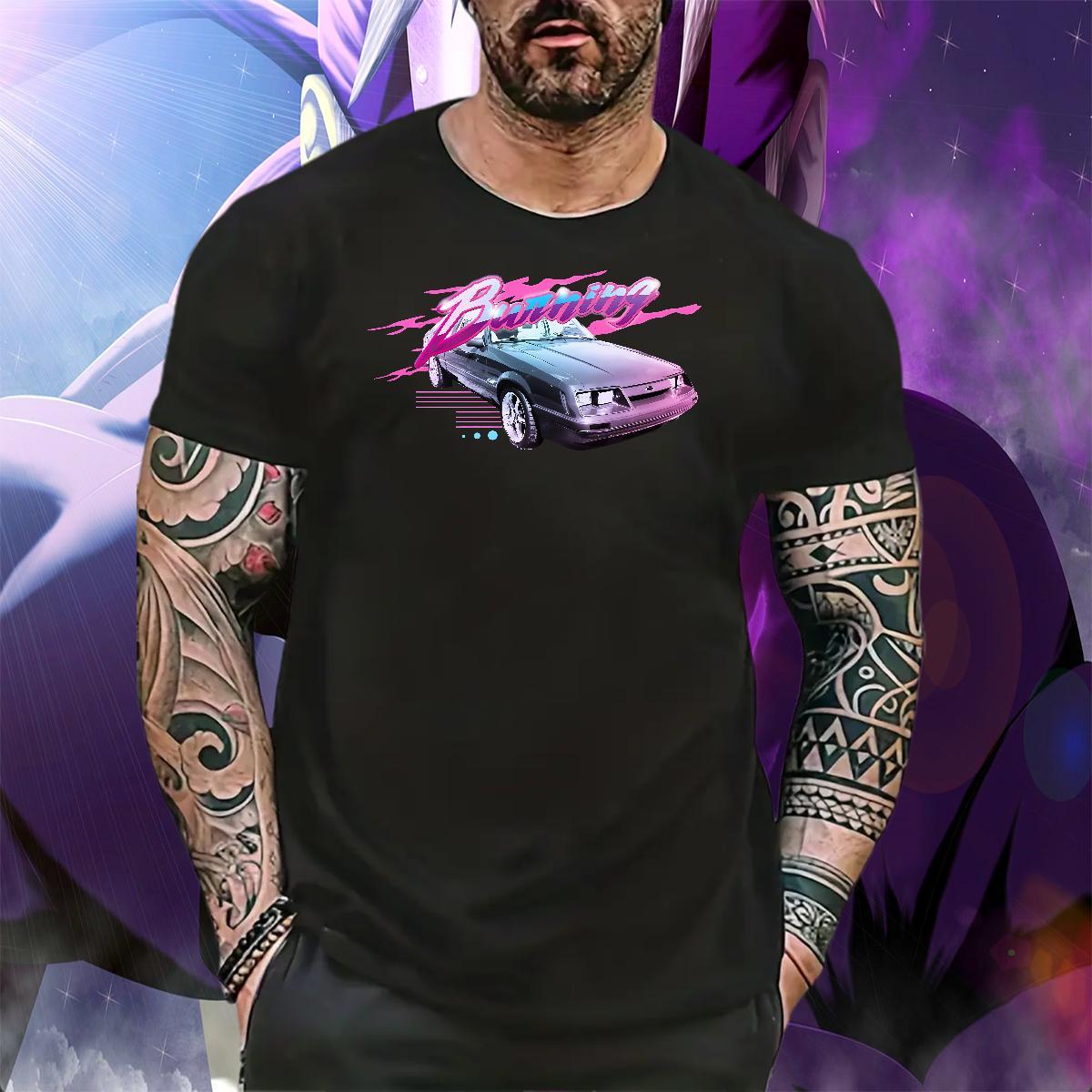 Comfortable car T-Shirts Anime Printing Street Mens Tshirts 100% Cotton 230g 2024 New Breathable Short Sleeve Plus Size Cartoon Tops Tees