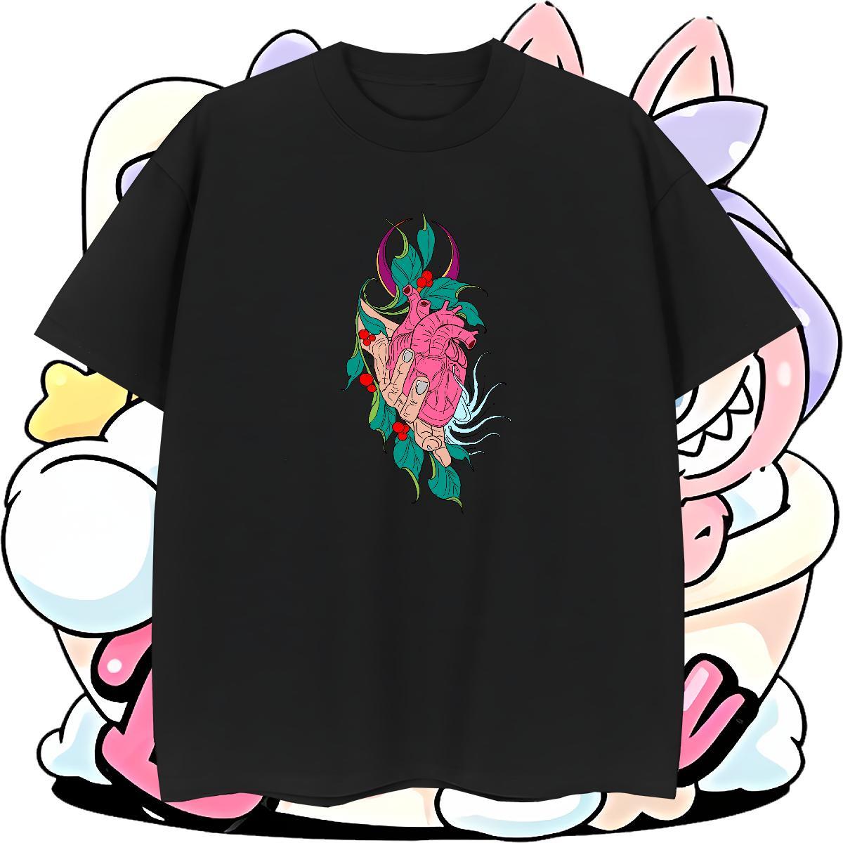 Popular Couples T Shirts Street 230g 100% Cotton Asian Size Breathable Short Sleeve flower Man T Shirts Wholesale Polos