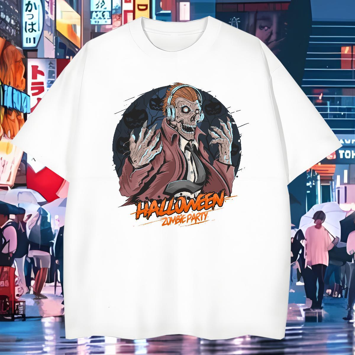 Free Shipping Men Clothes T-Shirt halloween Anime Printing Street 230g Cotton Tshirts Breathable Crew Neck TOP Quality T shirt Customized Print