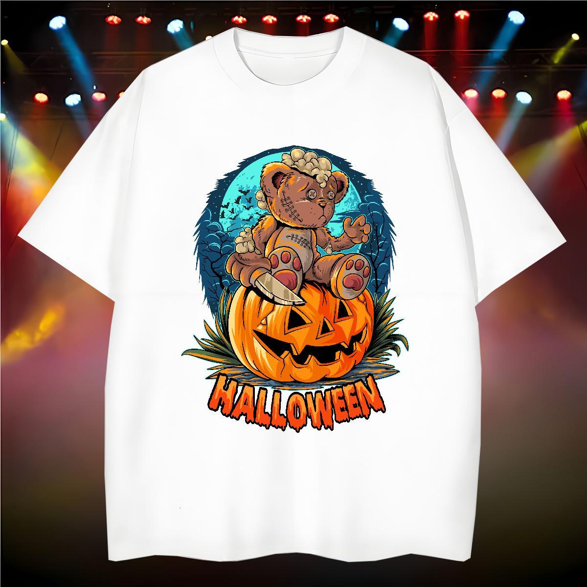 Cool Design Man T Shirts pumpkin O-Neck Short Sleeve Casual Custom Cartoon 230g Cotton Tshirts New Designer Tees Shirts