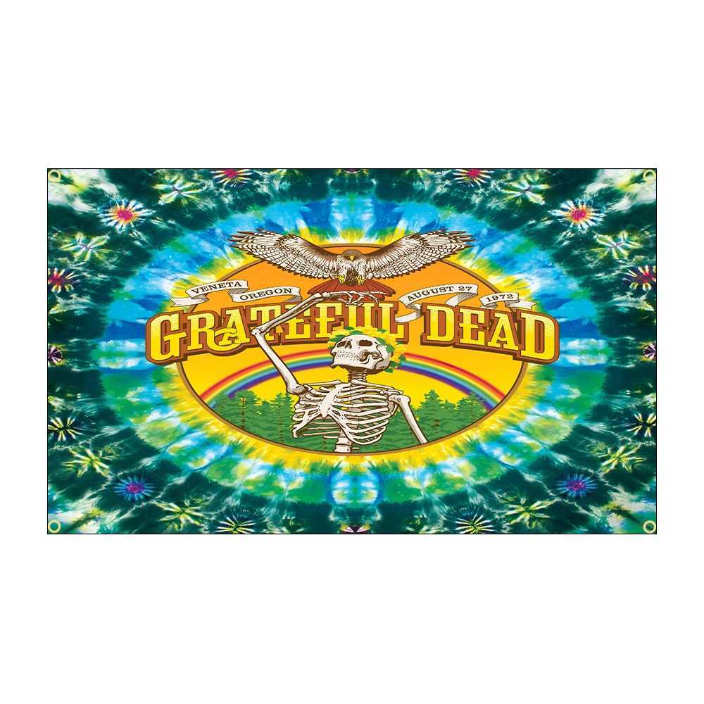 FLAGDOM 90X150CM 3X5Ft Grateful Dead Flag Psychedelic Rock Skull Banner For DecorationXJ240819