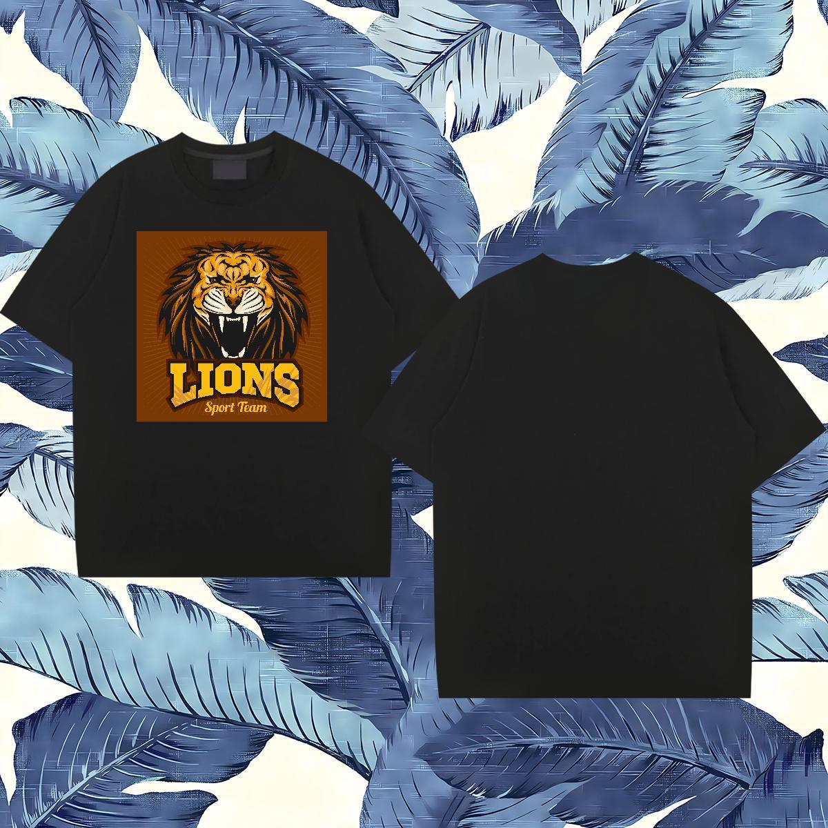 Comfortable T Shirt For Man lion Breathable Soft Home Outdoor Cartoon Printing L-4XL 100% Cotton 230g Tshirts Brand Tees Shirts