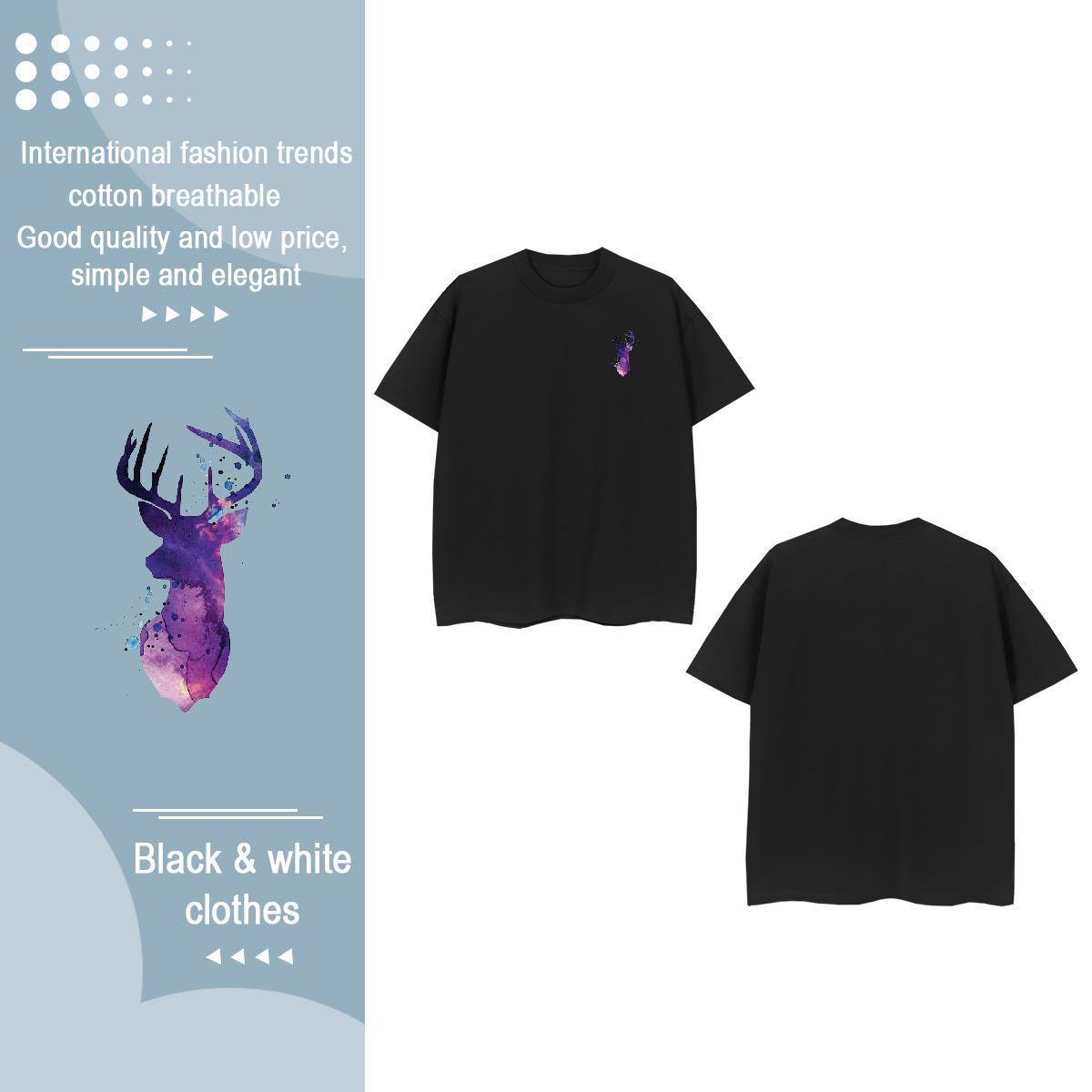 Designer Men Tops Tees Deer Casual Beach 230g Cotton Wear Breathable Short Sleeve Free Shipping T shirt Anime Print