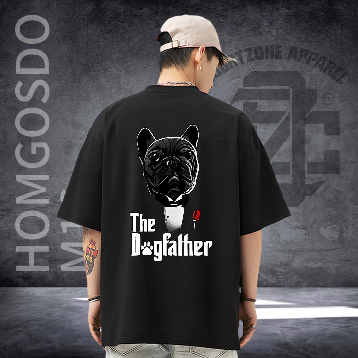 Fashion Men Tops Tees dog Street Wear 230g Pure Cotton Tshirts O-Neck Short Sleeve TOP Quality Mens T Shirts Graphic