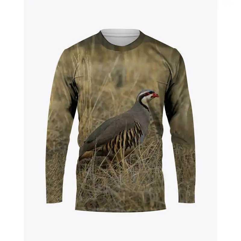 Camouflage Hunting Animals Quail Print Summer Mens O-Neck T-shirt Casual Long Sleeve Oversized Pullover Fashion Men ClothingXJ240819