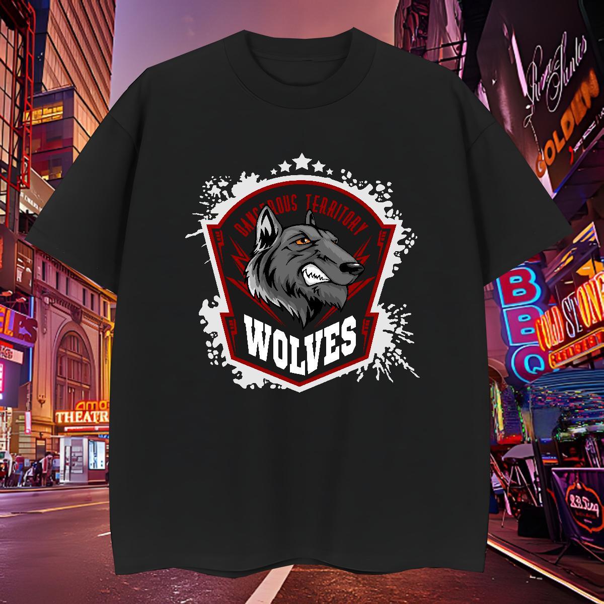 Unisex Men T Shirts wolf Pure Cotton Home Outdoor DIY 100% Cotton 230g Men Clothes T-Shirt Free Shipping Tops Shirt