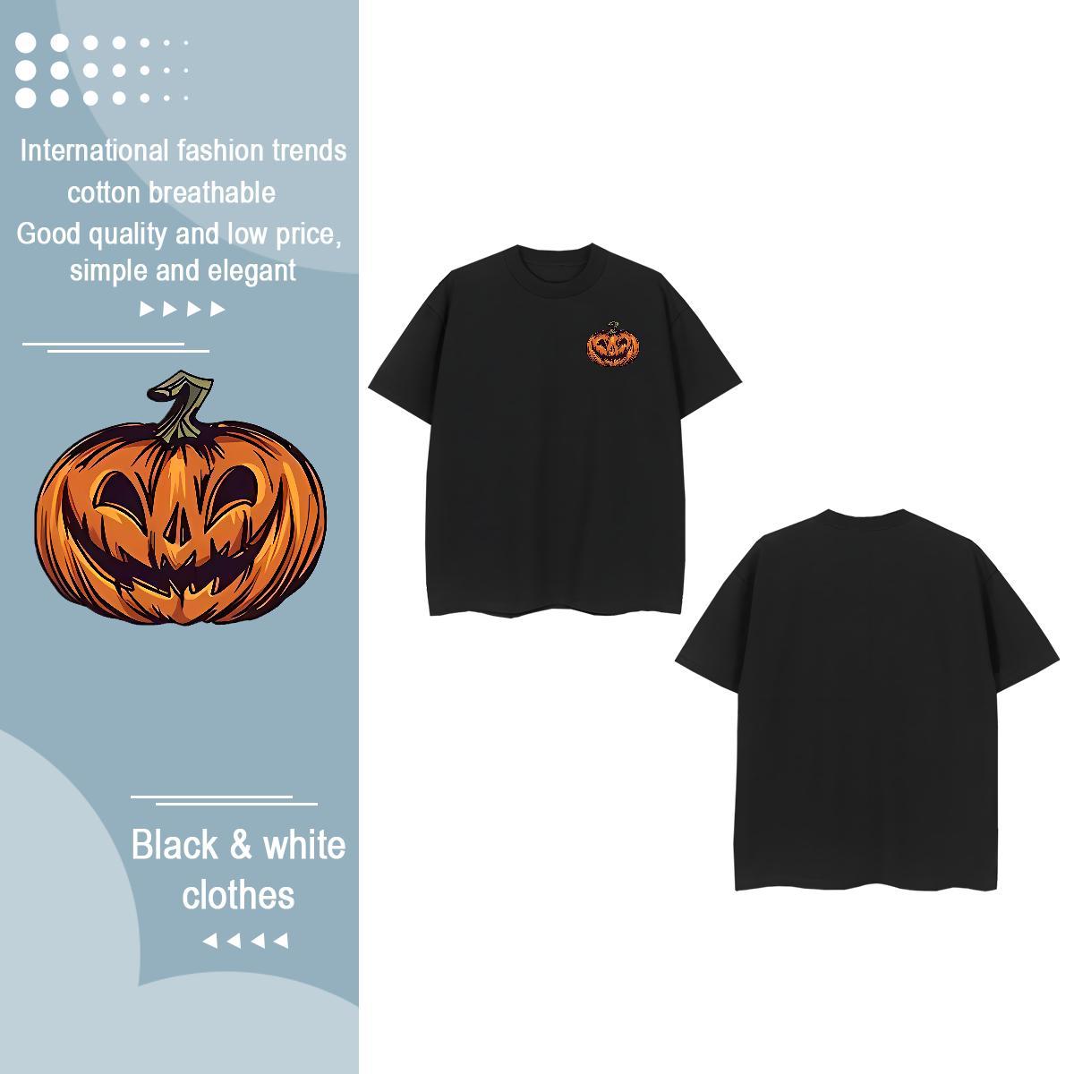 Fashion Men Tees halloween Sport 230g 100% Cotton Clothings O Neck Short Sleeves Soft T-Shirts for Men Floral Print