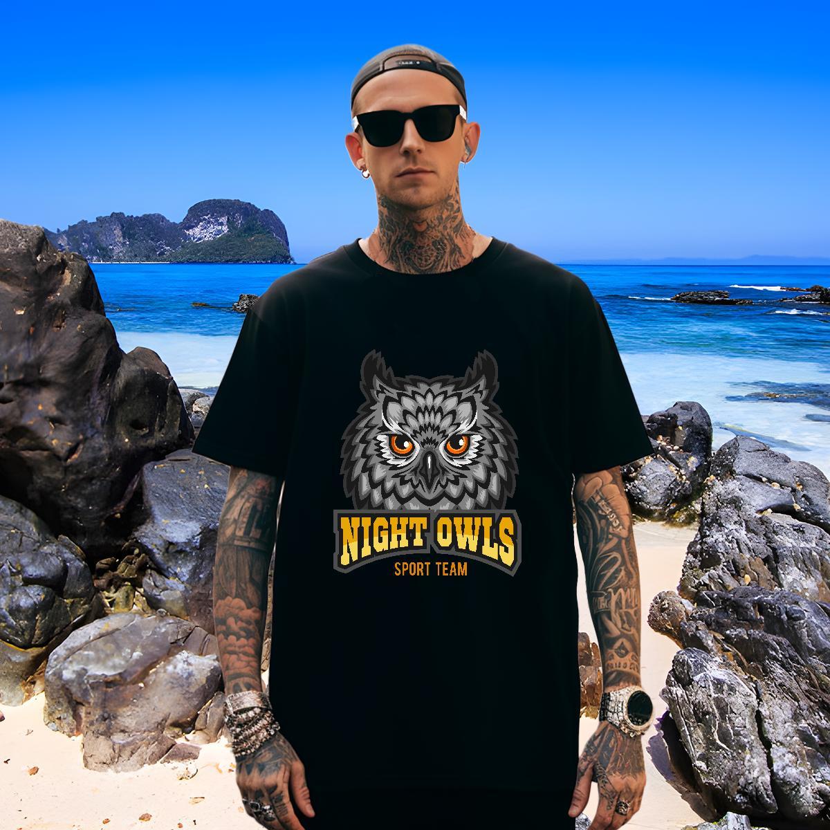 Designer Man T Shirts owl Breathable Crew Neck Casual Daily Wear DIY Printed 230g Cotton Couples T Shirts Fashion Casual Top Tees
