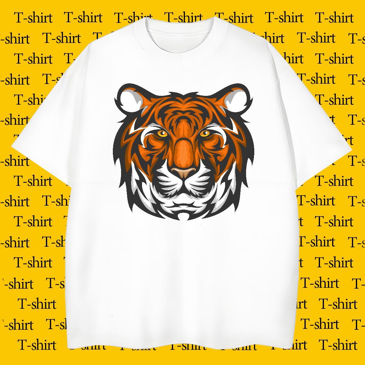 Loose Fit T Shirt For Man tiger Breathable Short Sleeve High Street Hip Hop Customized 230g Cotton Men Tees 2024 Summer Polos