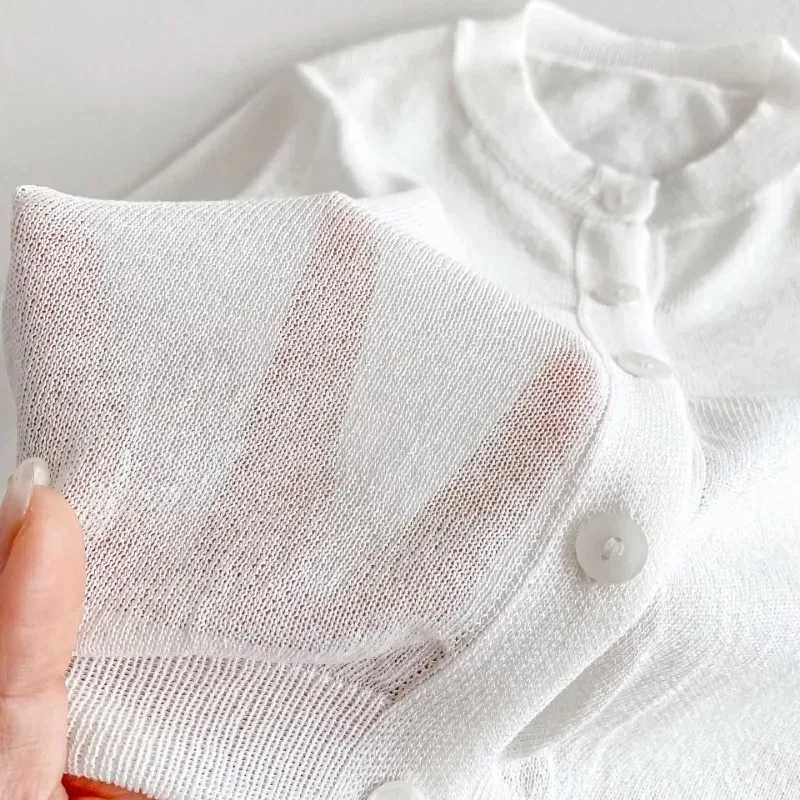 Ins Baby New Sweet Summer Coat Princess Candy Color Cardigan Sunscreen Air-conditioned Long Sleeve Shirt Knitted Hollow JacketsXJ240819