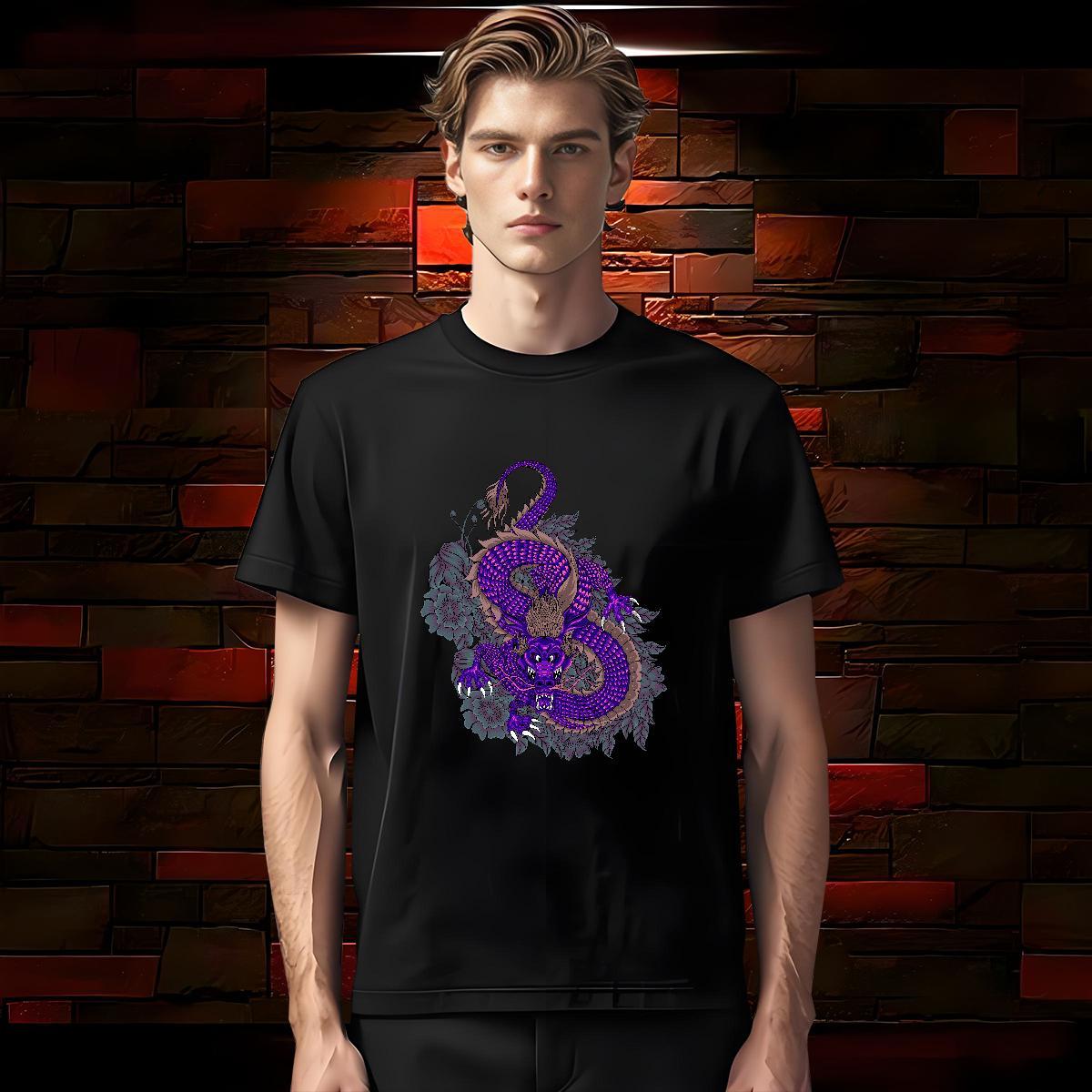 Men T Shirts 100% Cotton 230g dragon Daily Outfit Breathable Short Sleeve DIY Men Tshirts 2024 Comfortable Top Tees