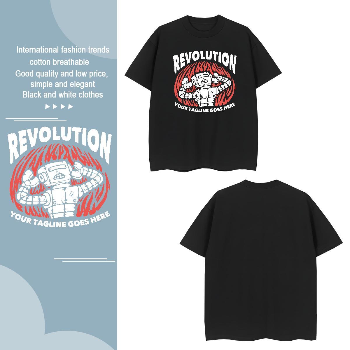 Popular robot 100% Cotton 230g Couples T Shirts Hip Hop Crew Neck Breathable Man T Shirts 2024 Summer DIY Printed Clothings