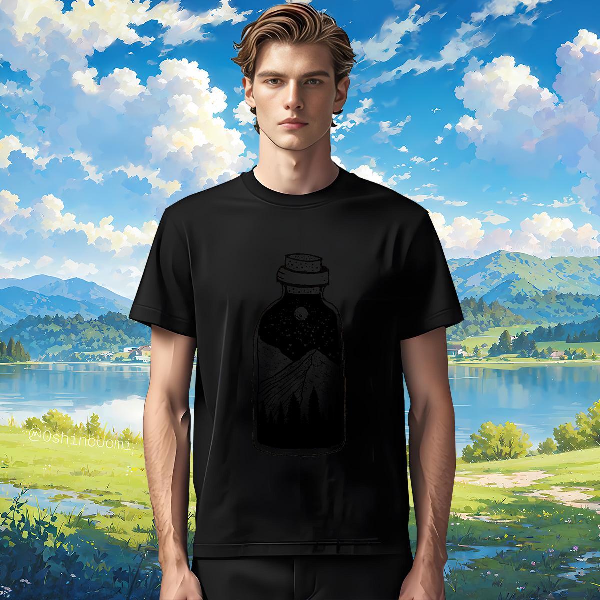 Loose Fit mountains 230g Cotton Couples T Shirts Home Outdoor Crew Neck Man T Shirts Fashion Designer Customized Tops Shirt