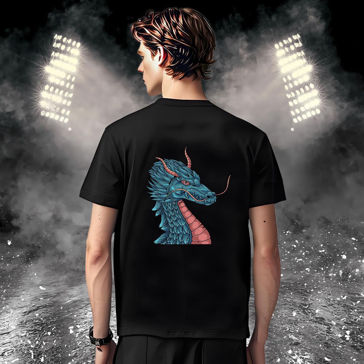 T-Shirts for Men 100% Cotton 230g dragon Casual Daily Wear Round Neck Short Sleeve Custom Printed Men Tees Stylist Loose Fit Tshirts