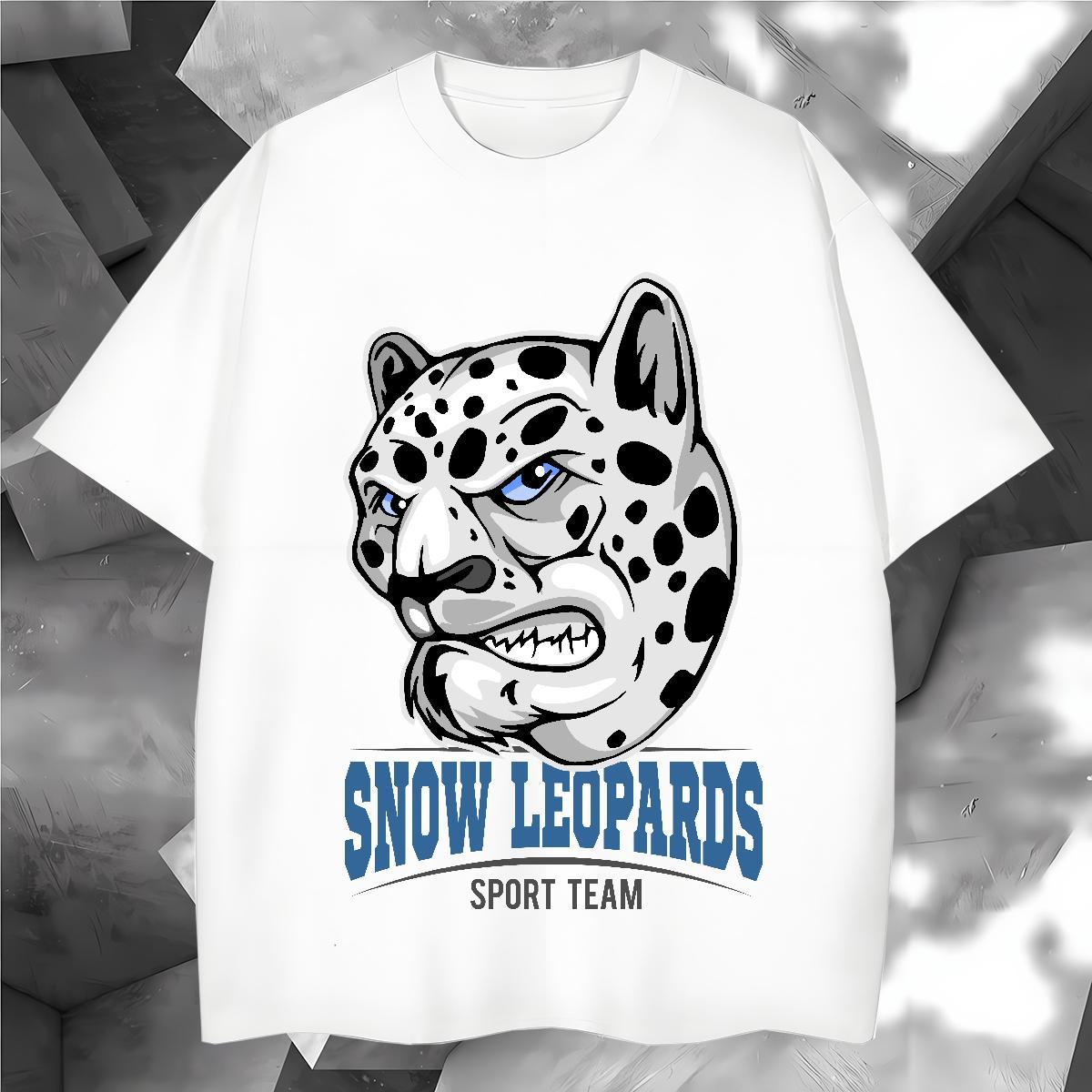 Unisex Men T Shirts leopard Round Neck Short Sleeve Casual Beach Anime Print 230g Pure Cotton Tshirt for Man Woman Customized Wear