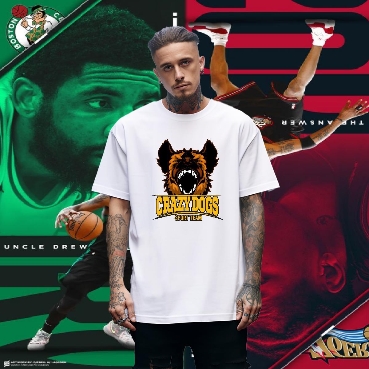 Cool T Shirts Men crazy dog Breathable Crew Neck Summer Casual Black Oversized 100% Cotton 230g Men Tees 2024 Tees Shirts