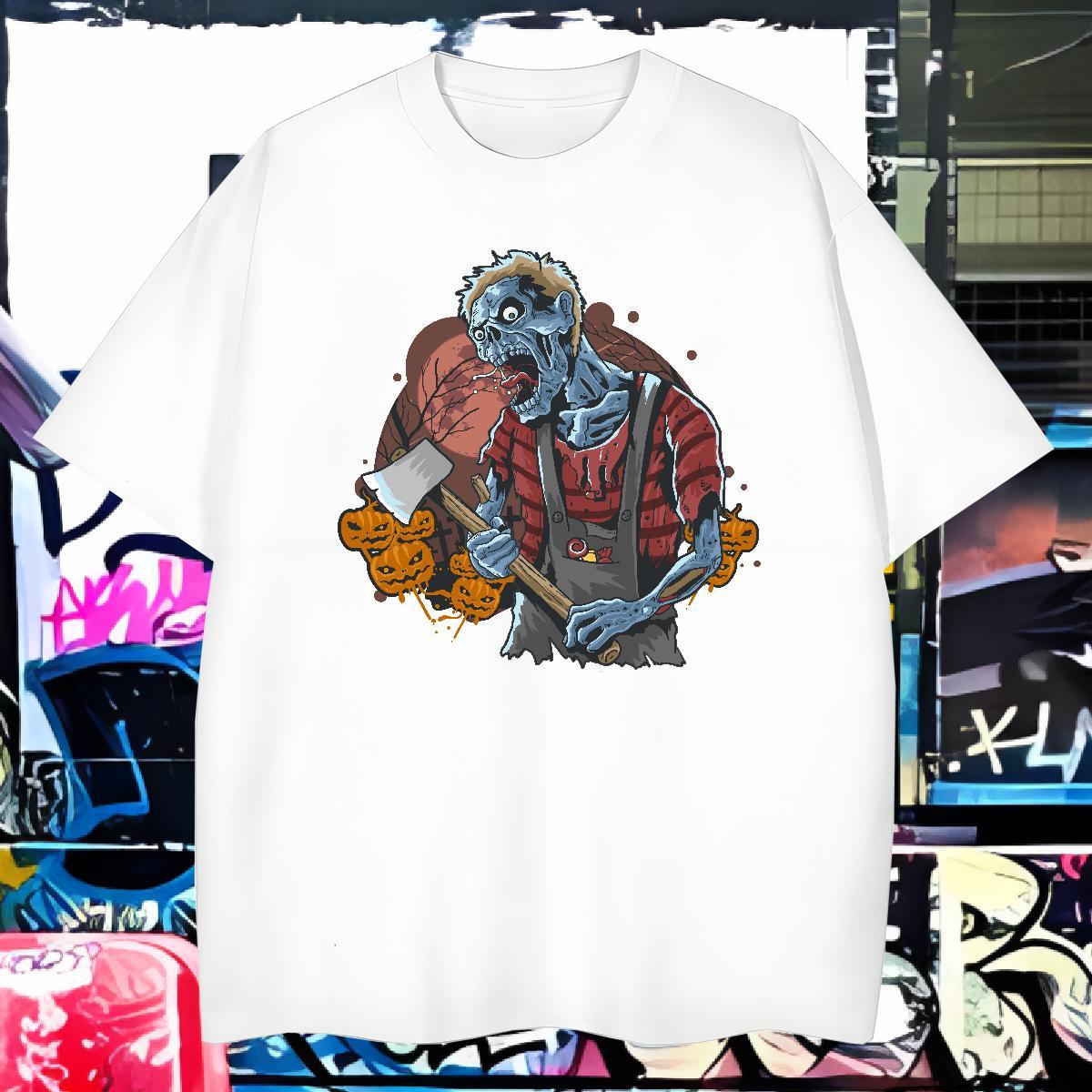 Free Shipping Mens T Shirts zombie Short Sleeve O-Neck Hip Hop Asian Size 230g 100% Cotton Tshirts Designer Fashion Tops Tees