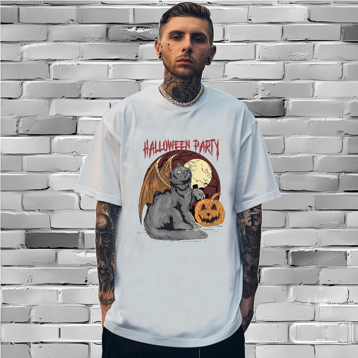 Comfortable T-Shirts halloween O-Neck Short Sleeve Hip Hop Street DIY Logo Oversized 100% Cotton 230g Men Tops Tees Classic Clothes