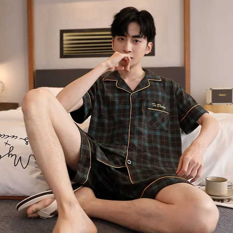 Mens slim fit cotton cardigan wool sweater summer home wear short sleeved mens underwear 5XLW240719