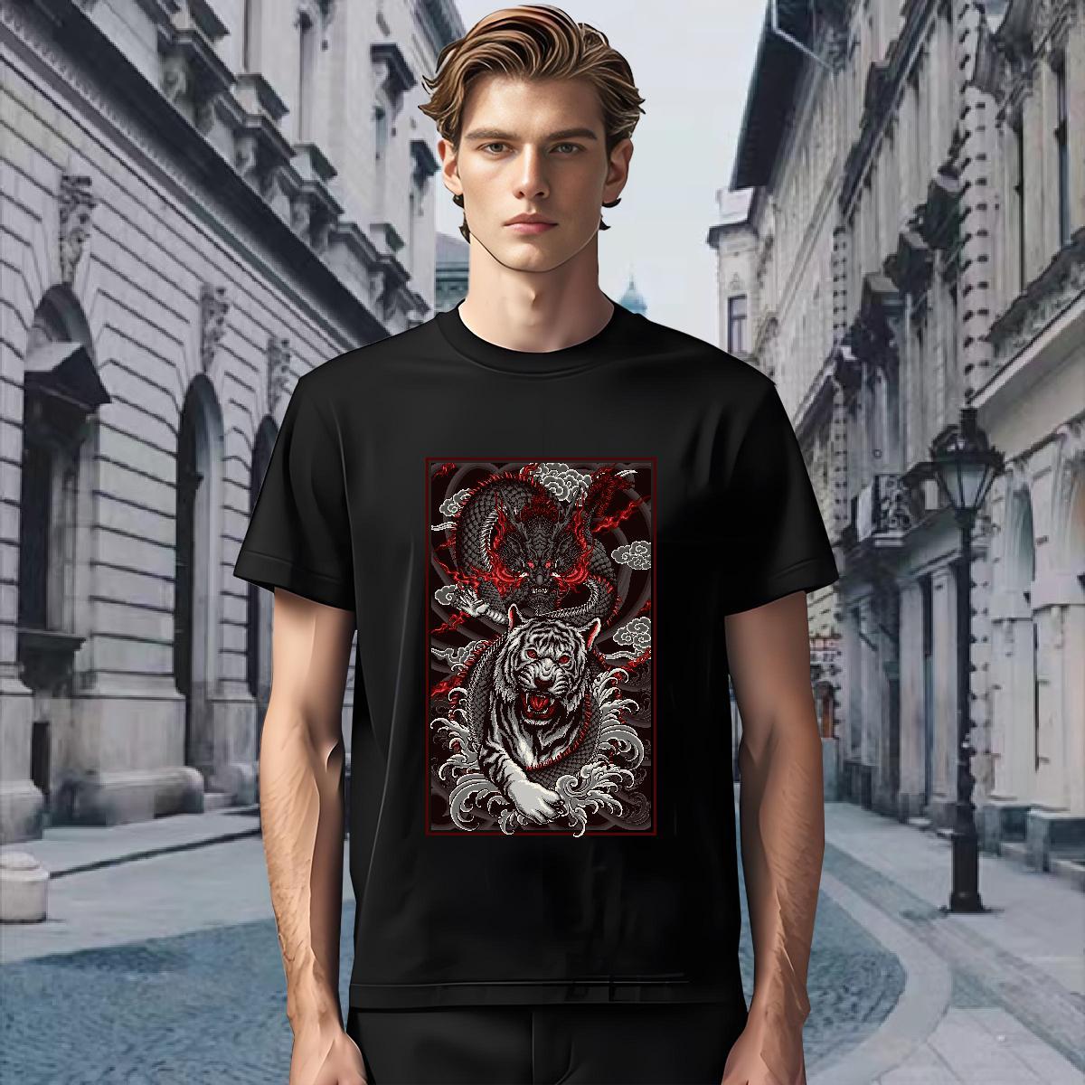 T-Shirts for Men 230g Cotton ferocity Street Casual Round Neck Short Sleeve Custom Print Oversized Tshirts Free Shipping Classic Top Tees