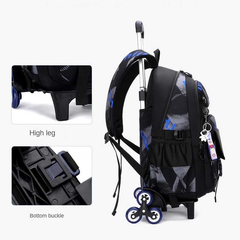 Children School Bag With Wheels School Rolling Backpack Wheeled Bag Students Backpack Kids Trolley Bag For Boys Travel Bag Y240820