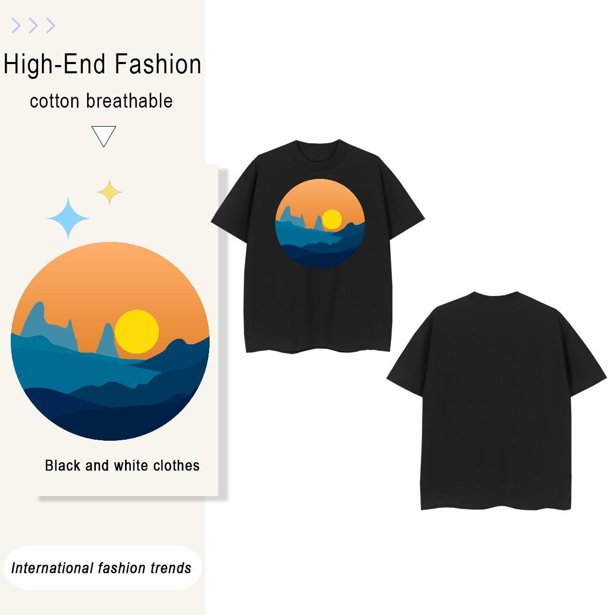 Soft sky 230g 100% Cotton Men Tees Street Crew Neck Breathable Men T Shirts 2024 DIY Anime Print Wear