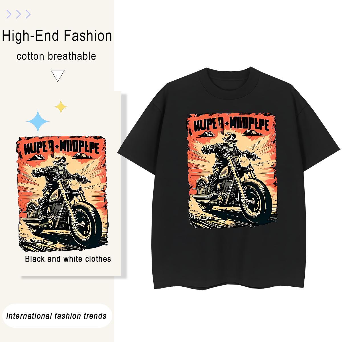 Brand Tshirts Street 230g 100% Cotton Anime Print O Neck Short Sleeves Motorcycle T Shirts Men Free Shipping Tops