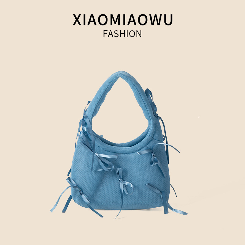 Ins fashion diamond grid bow niche design 2024 summer breathable mesh high-end hand-held women's bag
