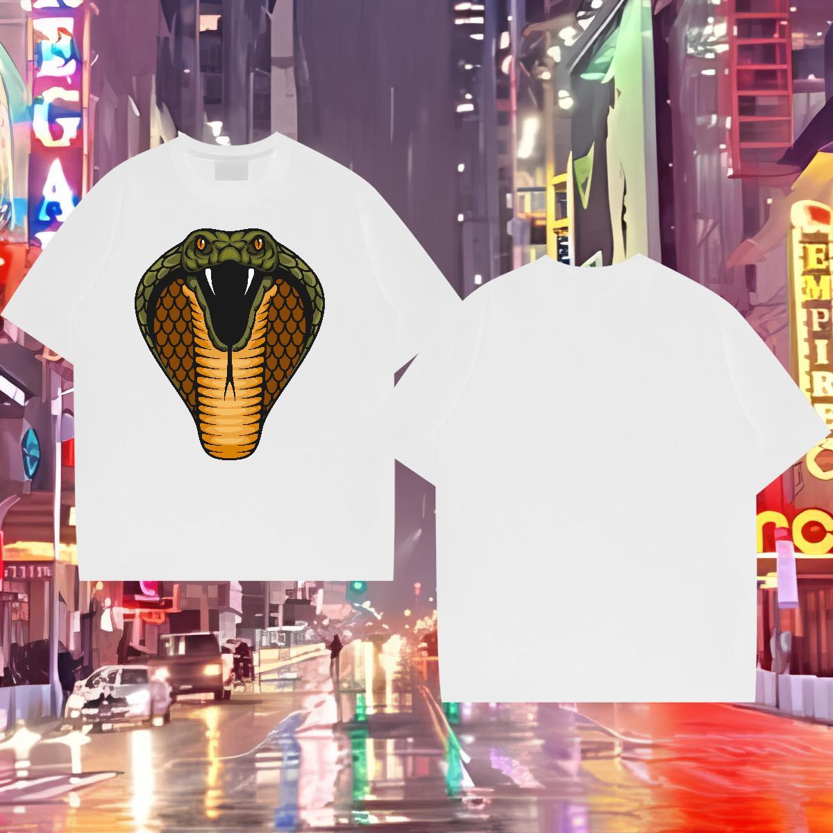 Fashion Designer Men Tees cobra High Street Hip Hop 230g 100% Cotton Tops Shirt Short Sleeve Soft Loose Fit Man T Shirts Anime Print