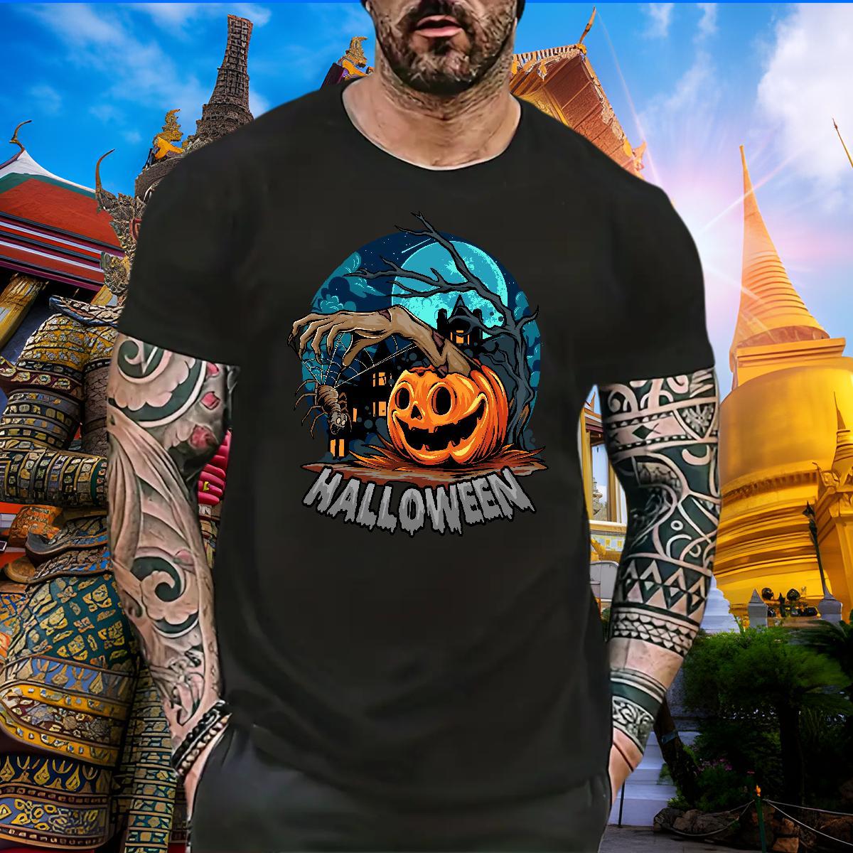 Unisex T-Shirts pumpkin Breathable Crew Neck Daily Wear Skull 230g Pure Cotton Men Clothes T-Shirt Designer Fashion Tees