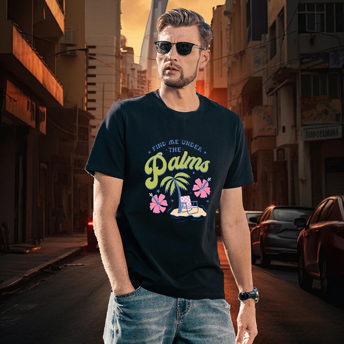 T Shirt For Man 230g Cotton flower Casual Beach Breathable Short Sleeve Black White Tshirt for Man Woman Fashion New Comfortable Tee Shirt