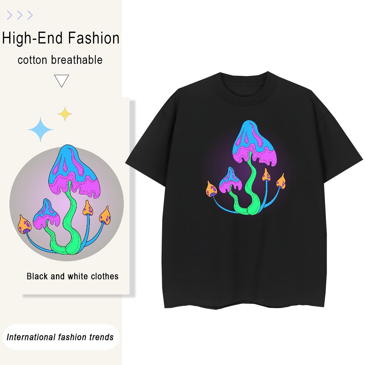 2024 Designer Mens Tshirts mushroom Street Casual 100% Cotton 230g Clothes Breathable Crew Neck High Quality T-Shirts for Men Anime
